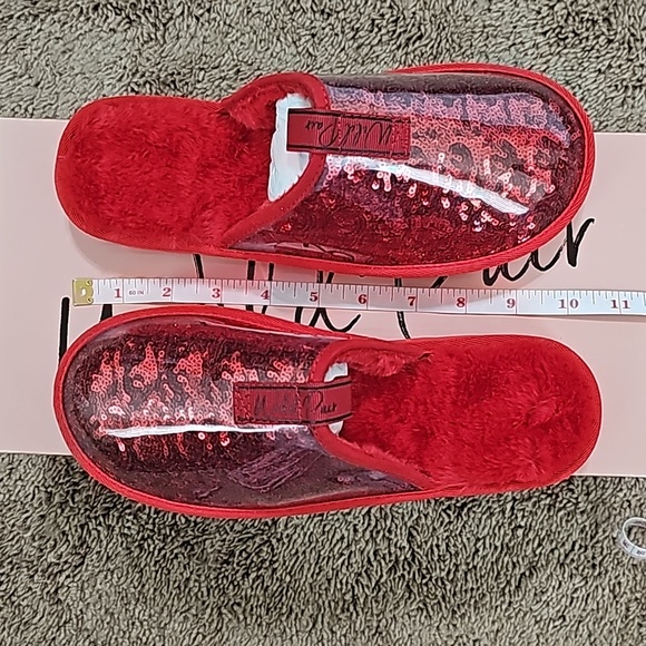 Wild Pair Portiaa Vinyl Slippers, Red Sequin - Picture 8 of 11
